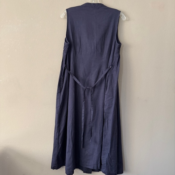 April Cornell Osaka Dress Navy Linen Blend Size M - Picture 9 of 13